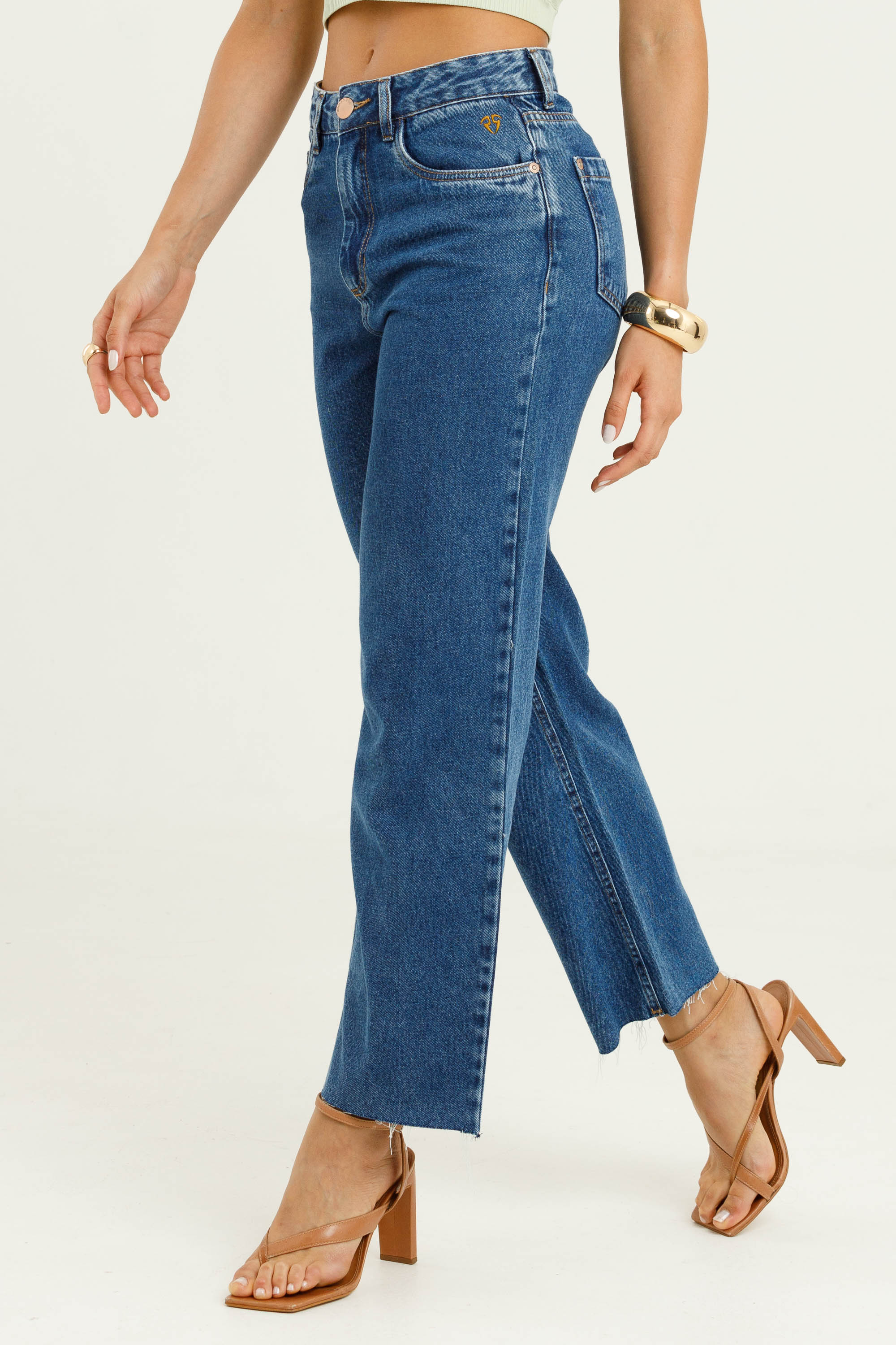 Jeans Feminino CalÃ§a Reta Cintura Alta Calça Jeans Feminina