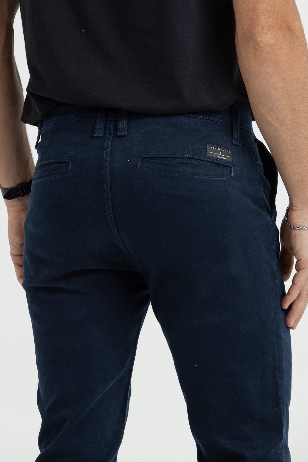 Calça Masculina Skinny Color Chino Azul Marinho | Rocksham