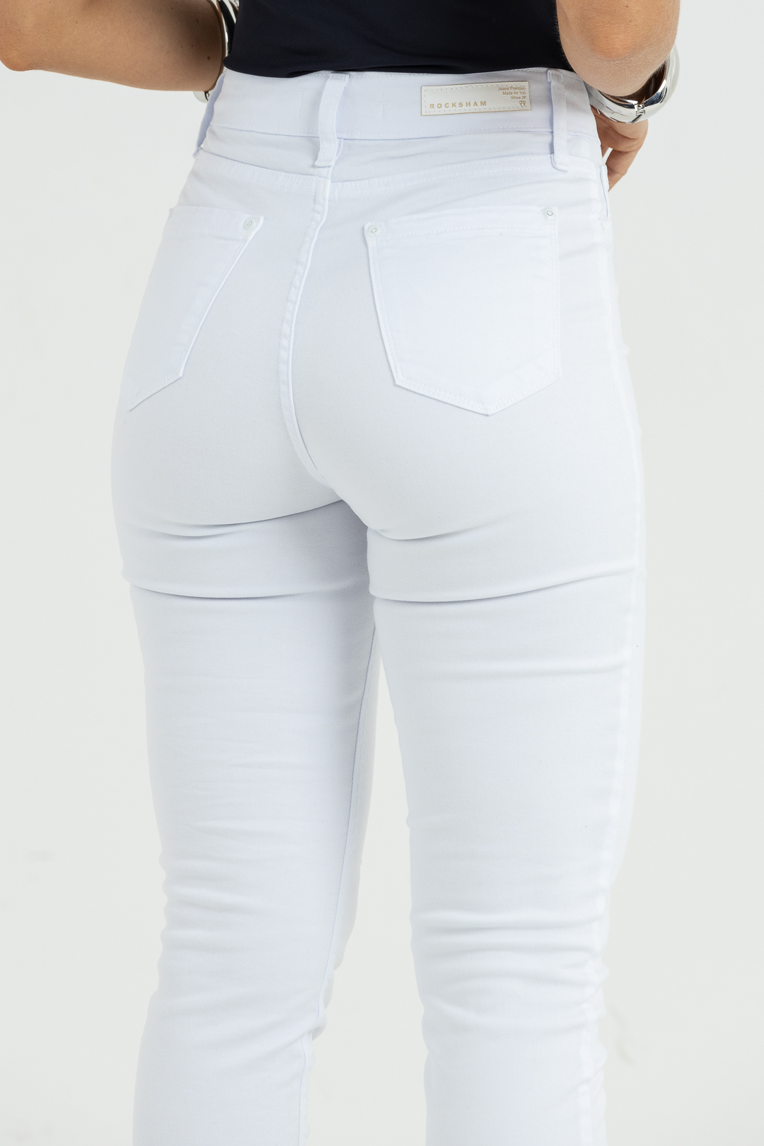 Branca Rasgada CalÇa Jeans Branca Cintura Alta Feminina Calça - Main Image