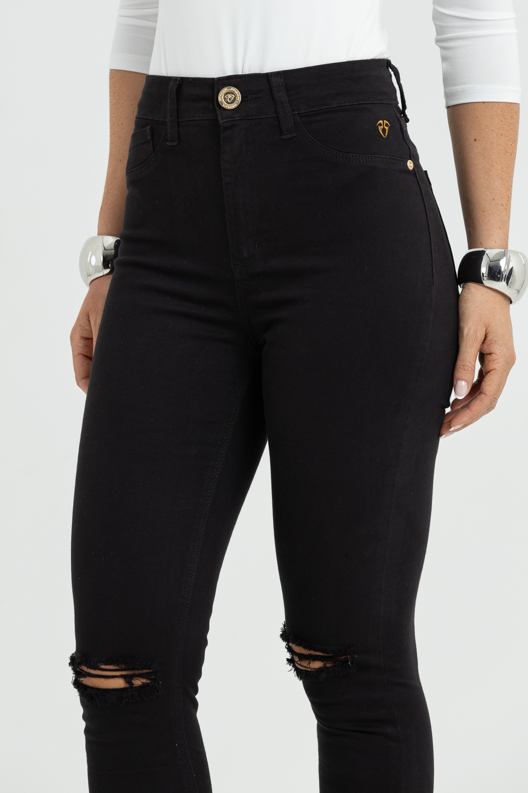 cintura alta calÃ§a mom rasgada