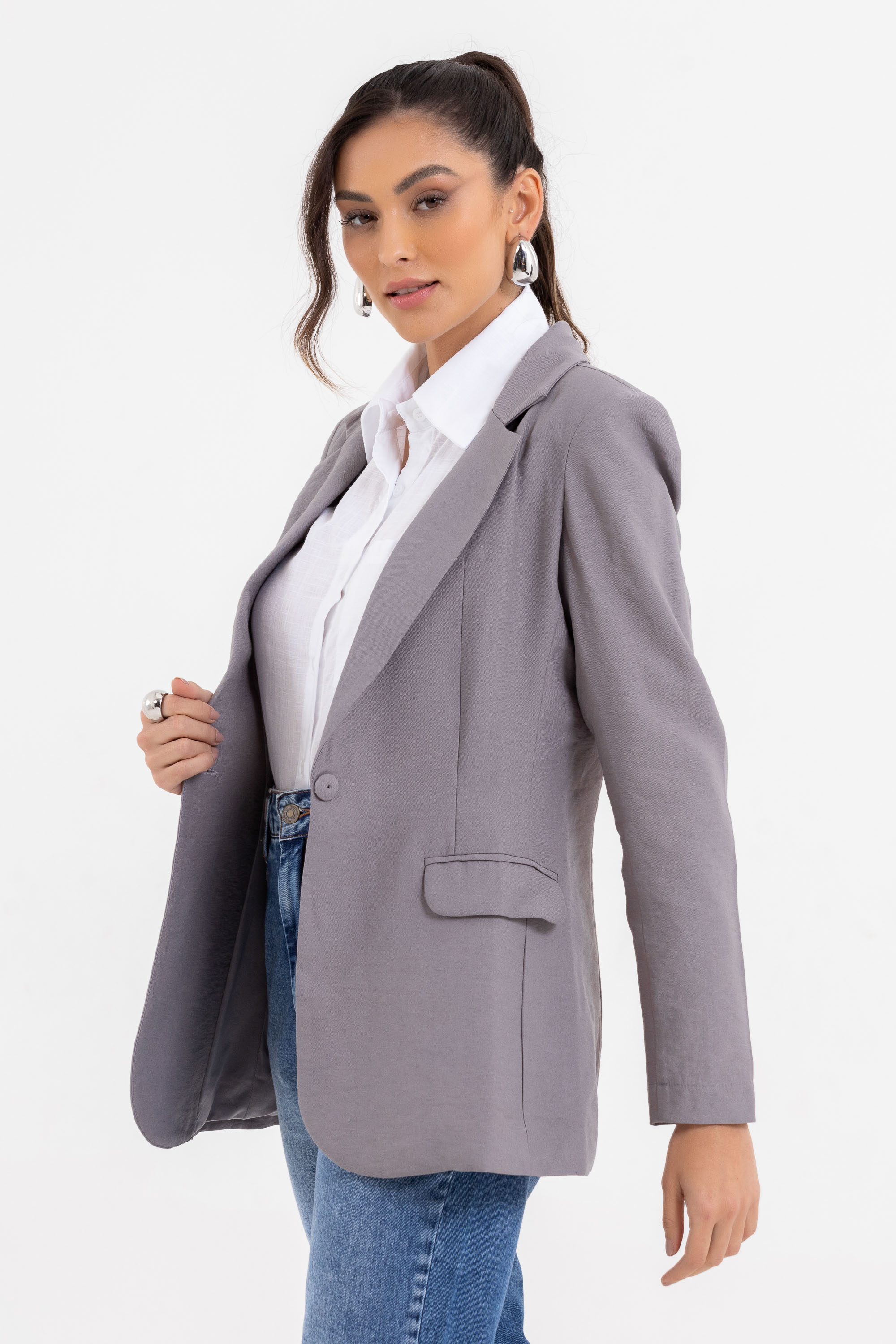 Blazer Feminino Estilo Blazer Com CalÃ§a Jeans Blazer Feminino