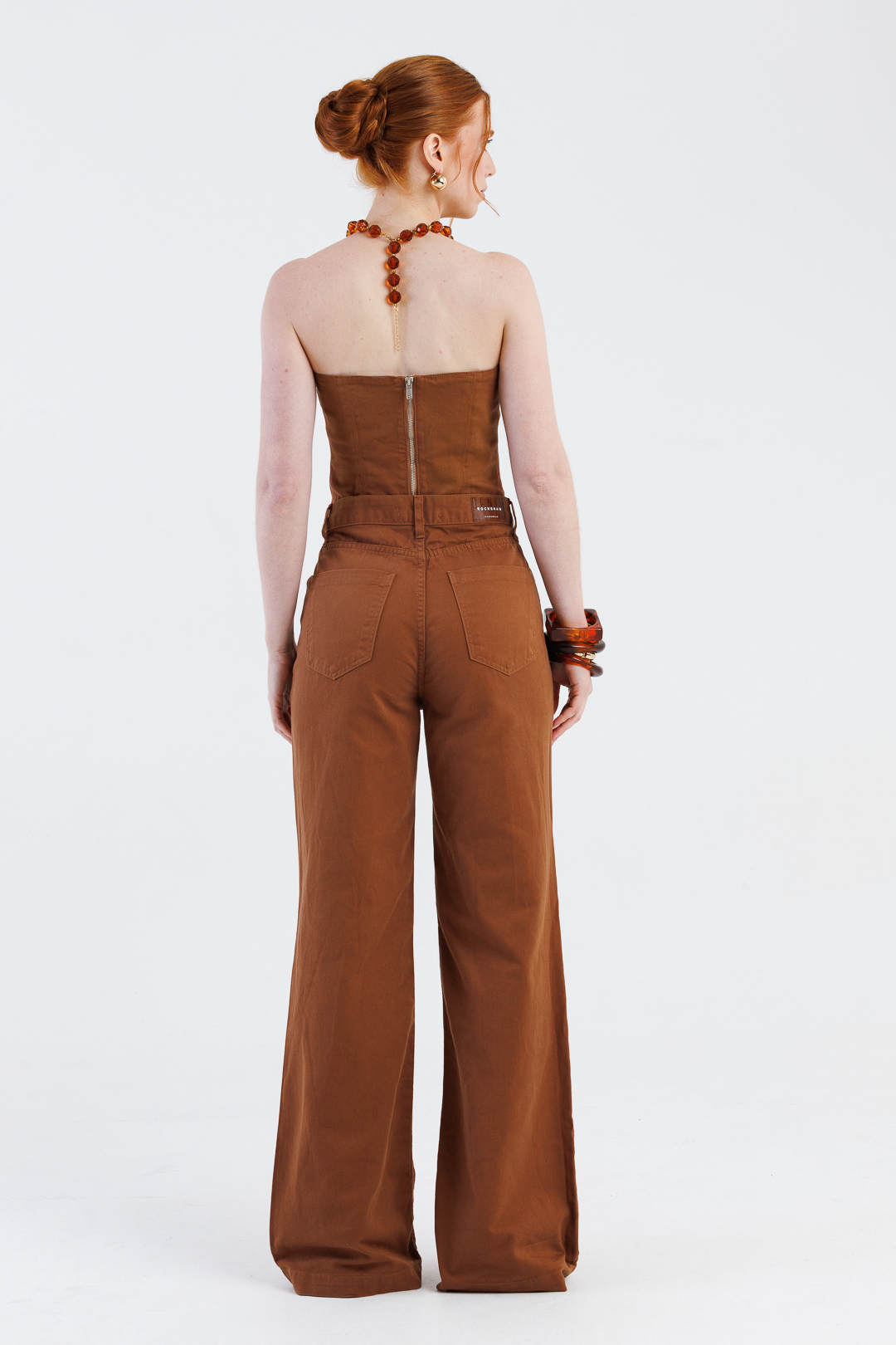 Calça Feminina Wide Leg Cintura Alta Marrom | ROCKSHAM