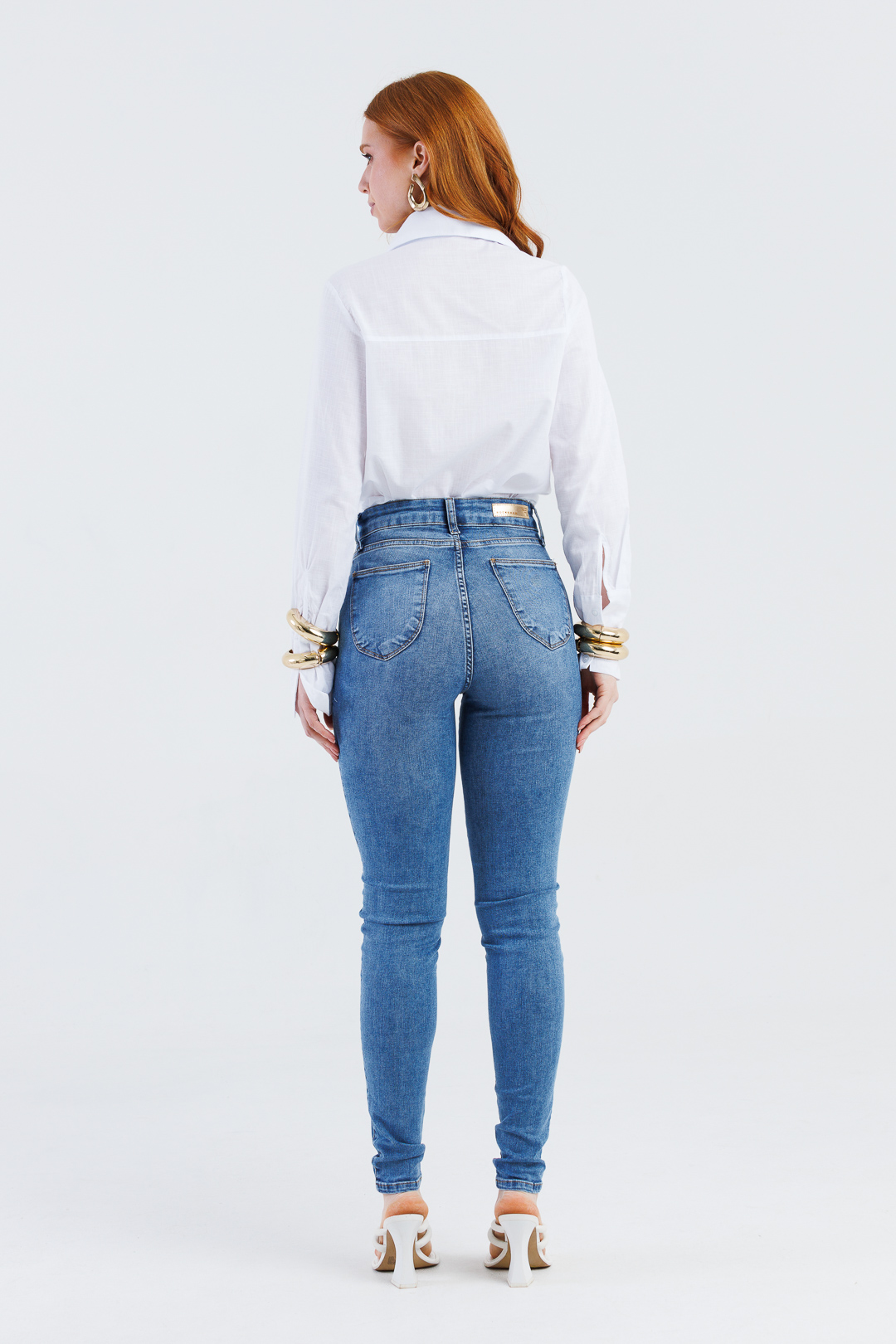 Calça Feminina Skinny Cintura Alta Cigarrete Indigo Médio Rocksham 253037