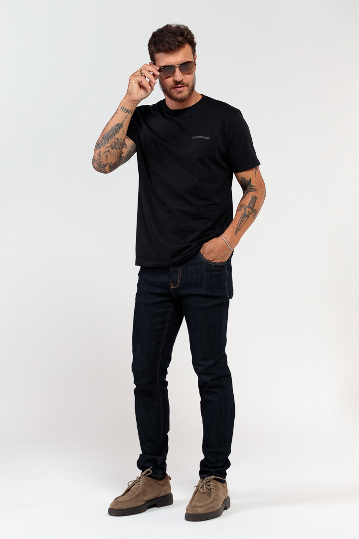 Calça Masculina Skinny Denim Blue Black Índigo Escuro | ROCKSHAM