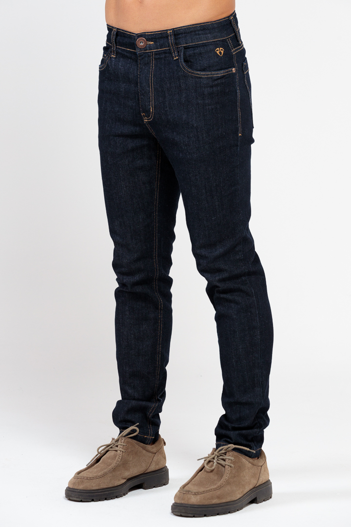 Calça Masculina Skinny Denim Blue Black Índigo Escuro | ROCKSHAM
