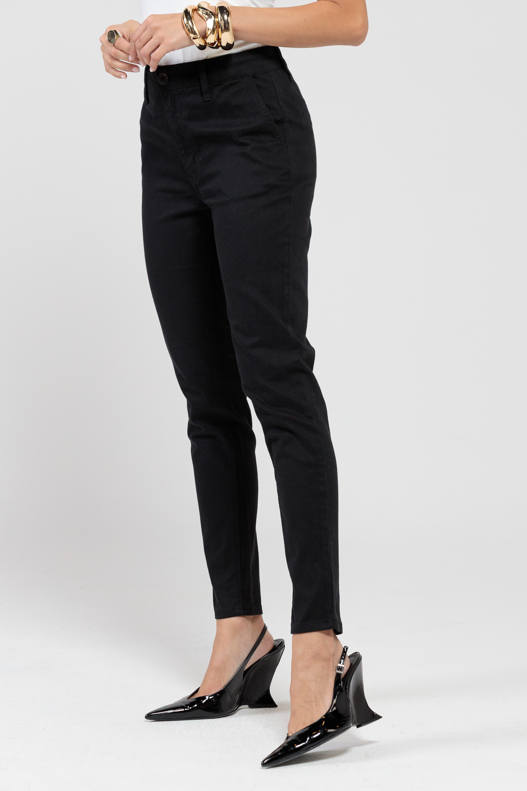 ドデカ　レディース　BLK M Calça Feminina Chino Color Preta | ROCKSHAM
